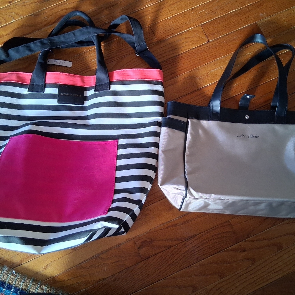 Calvin Klein Black & Tan Tote Bag & Victorias Secret Tote